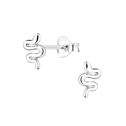 Silver Snake Stud Earrings - 10882
