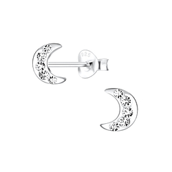 Silver Moon Stud Earrings - Wholesale - 11223