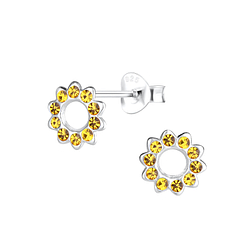 Silver Sun Stud Earrings - 11224