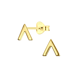 Silver V Shaped Stud Earrings - 11388
