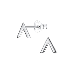 Silver V Shaped Stud Earrings - 11387
