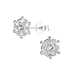 Silver Snowflake Stud Earrings - Wholesale - 11126