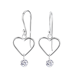 Silver Heart Earrings - 11100