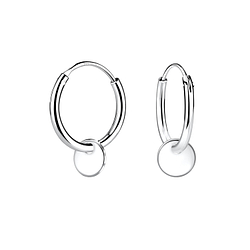 Silver Round Hoop Earrings - 11342