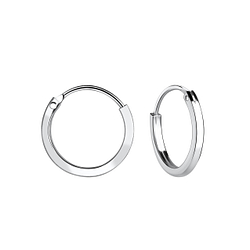 12mm Silver Square Tube Hoop Earrings - 11480