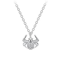 Silver Spider Necklace - 11364