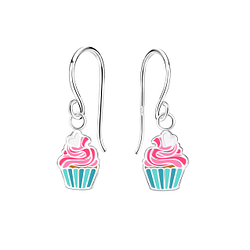 Silver Cupcake Earrings - 12230