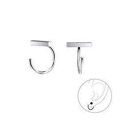 Silver Bar Ear Huggers - 12802