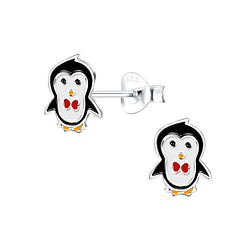 Silver Penguin Stud Earrings - 12453