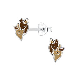 Silver Deer Stud Earrings - 12778