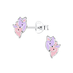 Silver Deer Stud Earrings - 13418