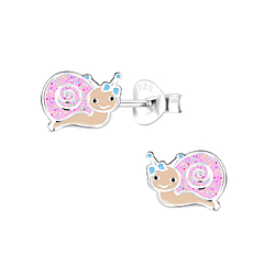 Silver Snail Stud Earrings - 12446