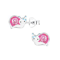 Silver Snail Stud Earrings - 12445