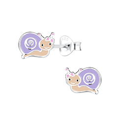 Silver Snail Stud Earrings - 12447