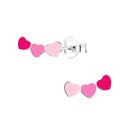 Silver Heart Stud Earrings - 12366