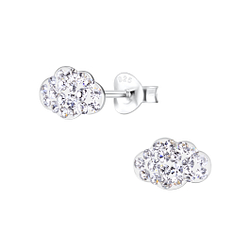 Silver Cloud Crystal Stud Earrings - 11299