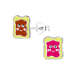 Silver Bread Stud Earrings - 11115