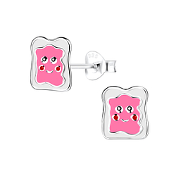 Silver Bread Stud Earrings - 13359