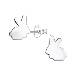 Silver Rabbit Stud Earrings - 13371