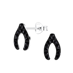 Silver Wishbone Crystal Stud Earrings - Wholesale - 10801 Silver Wishbone Crystal Stud Earrings - Wholesale - 10801