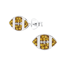 Silver American Football Stud Earrings - 12410