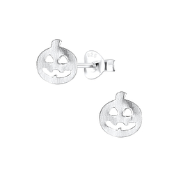 Silver Pumpkin Stud Earrings - 11927