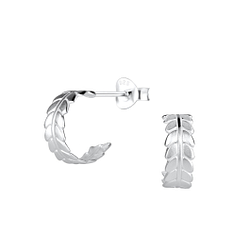 Silver Half Hoop Stud Earrings - 11923