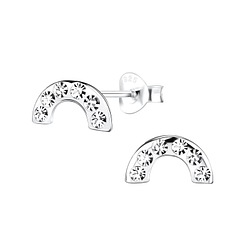 Silver Rainbow Stud Earrings - 12037