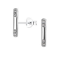 Silver Bar Stud Earrings - 13360