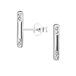 Silver Bar Stud Earrings - Wholesale - 13360
