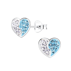 Silver Heart Stud Earrings - 13040