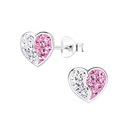 Silver Heart Stud Earrings - 13039
