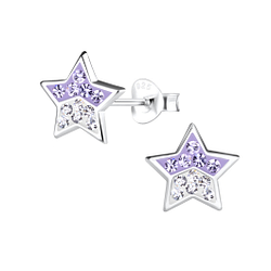 Silver Star Stud Earrings - 13042