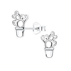 Silver Cactus Stud Earrings - 11919 Silver Cactus Stud Earrings - 11919