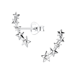 Silver Star Crystal Stud Earrings - 12784