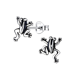 Silver Frog Stud Earrings - 12916 Silver Frog Stud Earrings - 12916
