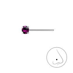 3mm Round Crystal Silver Nose Stud - Wholesale - 8830