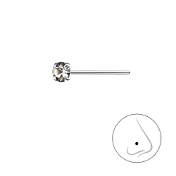3mm Round Crystal Silver Nose Stud - Wholesale - 8830