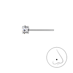 3mm Round Crystal Silver Nose Stud - 8830