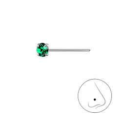 3mm Round Crystal Silver Nose Stud - 8830