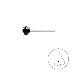 3mm Round Crystal Silver Nose Stud - 8830