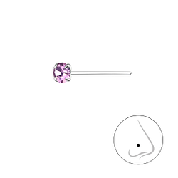 3mm Round Crystal Silver Nose Stud - 8830