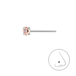 3mm Round Crystal Silver Nose Stud - 8830