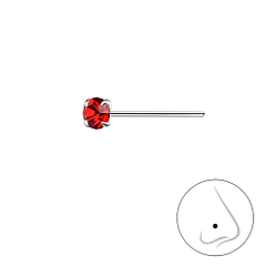 3mm Round Crystal Silver Nose Stud - 8830