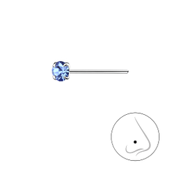 3mm Round Crystal Silver Nose Stud - 8830