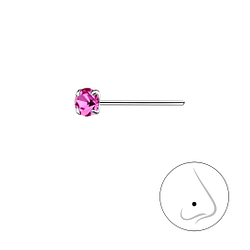 3mm Round Crystal Silver Nose Stud - 8830