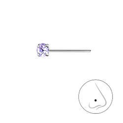 3mm Round Crystal Silver Nose Stud - 8830