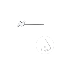 Silver Lightning Bolt Nose Stud - 11929