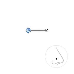 2mm Round Crystal Silver Nose Stud With Ball - 3318