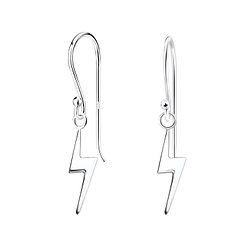 Silver Lightning Bolt Earrings - 14118